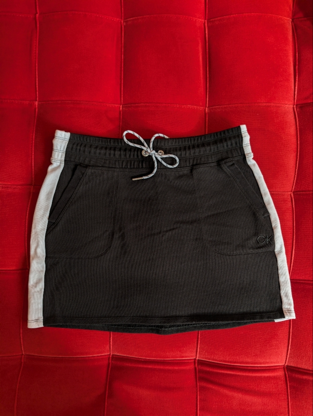 Calvin Klein Black Athletic Skirt with White Stripes